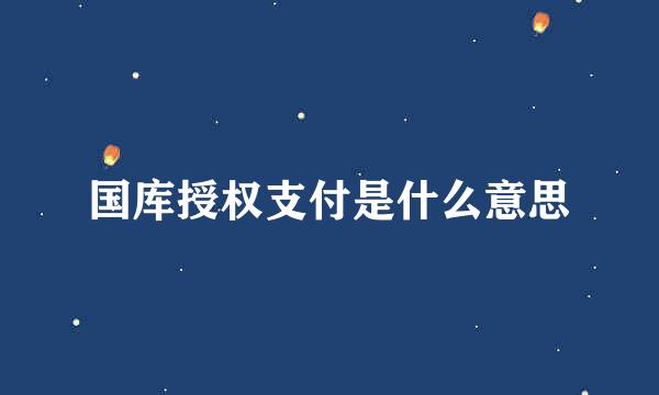 国库授权支付是什么意思