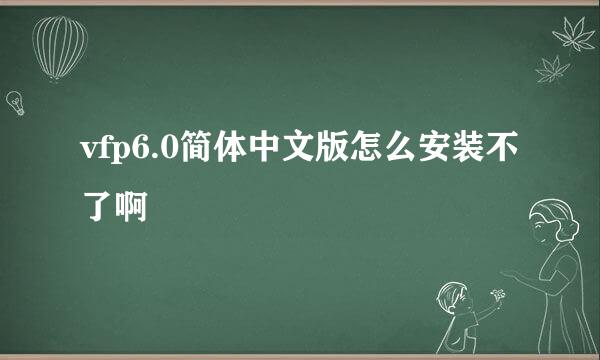 vfp6.0简体中文版怎么安装不了啊