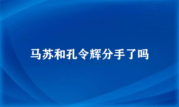 马苏和孔令辉分手了吗