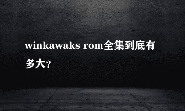 winkawaks rom全集到底有多大？