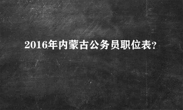 2016年内蒙古公务员职位表？