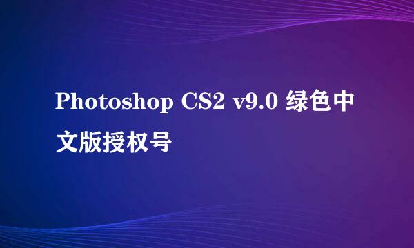 Photoshop CS2 v9.0 绿色中文版授权号