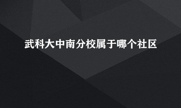 武科大中南分校属于哪个社区