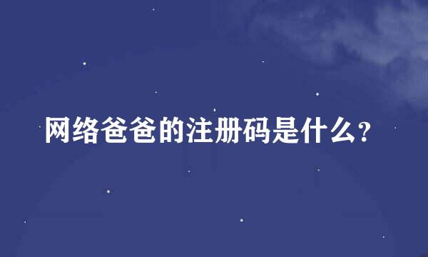 网络爸爸的注册码是什么？