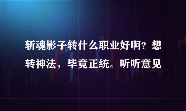 斩魂影子转什么职业好啊？想转神法，毕竟正统。听听意见