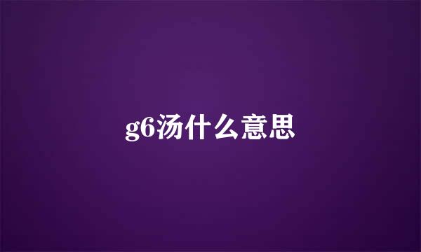 g6汤什么意思