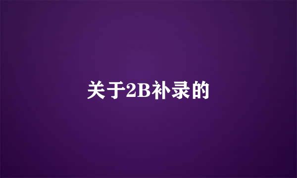 关于2B补录的