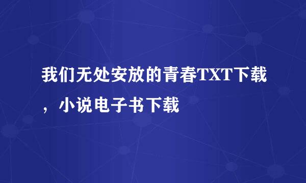 我们无处安放的青春TXT下载，小说电子书下载