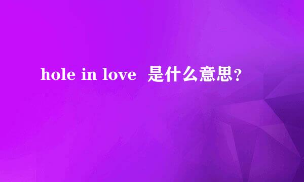 hole in love  是什么意思？