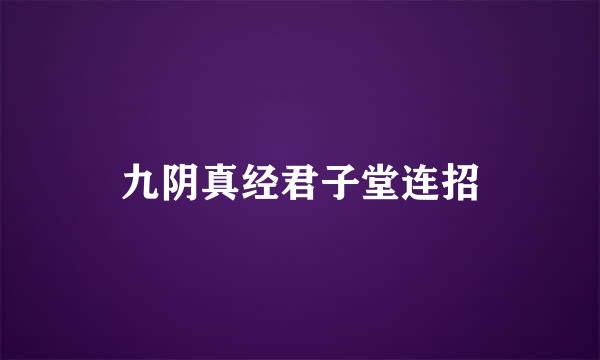 九阴真经君子堂连招