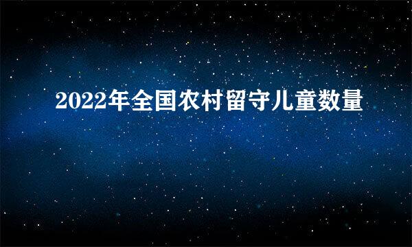 2022年全国农村留守儿童数量