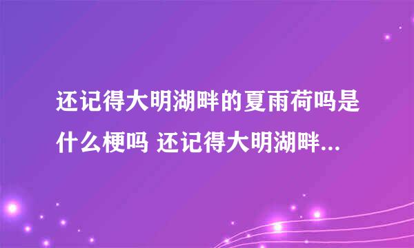 还记得大明湖畔的夏雨荷吗是什么梗吗 还记得大明湖畔的夏雨荷吗梗简述