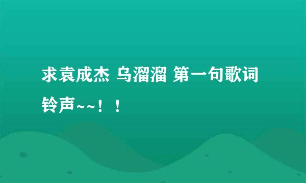 求袁成杰 乌溜溜 第一句歌词铃声~~！！