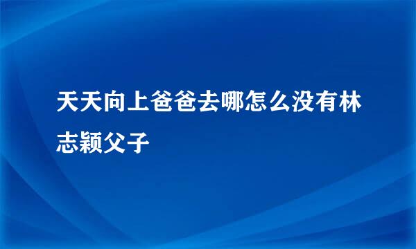 天天向上爸爸去哪怎么没有林志颖父子