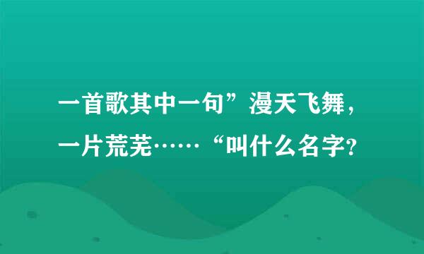 一首歌其中一句”漫天飞舞，一片荒芜……“叫什么名字？