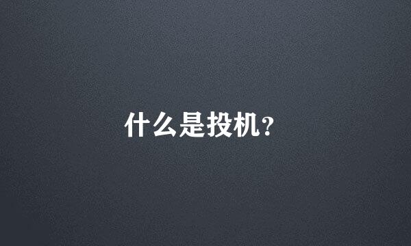 什么是投机？