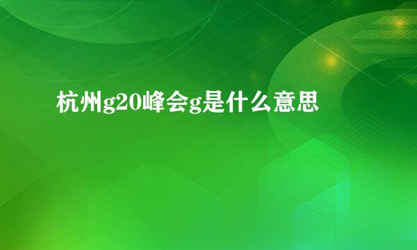 杭州g20峰会g是什么意思