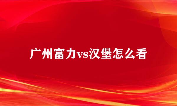 广州富力vs汉堡怎么看