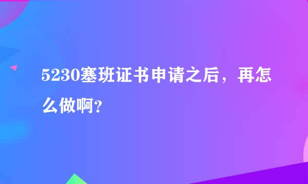 5230塞班证书申请之后，再怎么做啊？