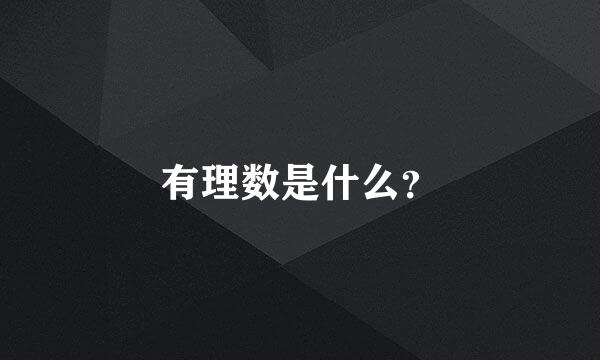 有理数是什么？