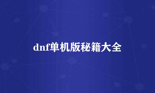 dnf单机版秘籍大全