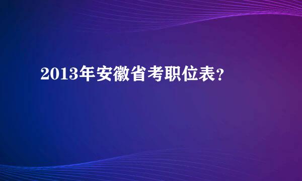 2013年安徽省考职位表？