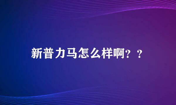  新普力马怎么样啊？？