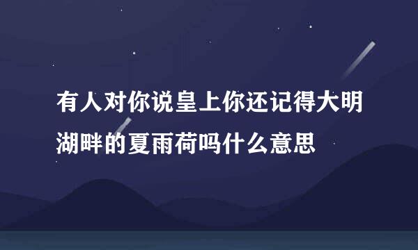 有人对你说皇上你还记得大明湖畔的夏雨荷吗什么意思