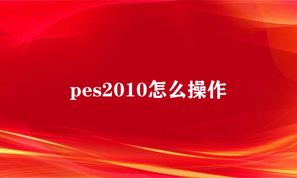 pes2010怎么操作