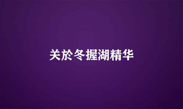 关於冬握湖精华