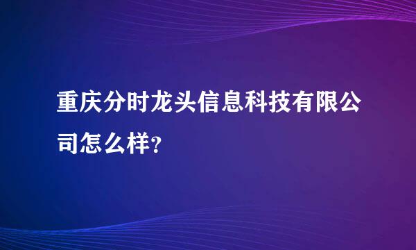 重庆分时龙头信息科技有限公司怎么样？