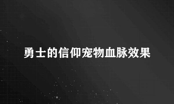 勇士的信仰宠物血脉效果