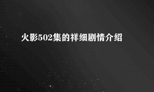 火影502集的祥细剧情介绍