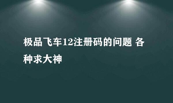 极品飞车12注册码的问题 各种求大神