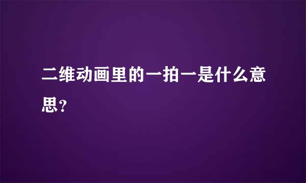 二维动画里的一拍一是什么意思？