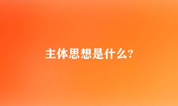 主体思想是什么?