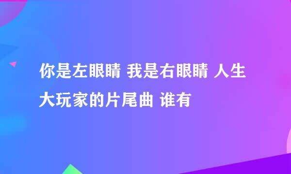 你是左眼睛 我是右眼睛 人生大玩家的片尾曲 谁有