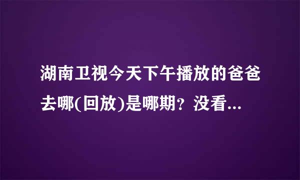 湖南卫视今天下午播放的爸爸去哪(回放)是哪期？没看的不要回答