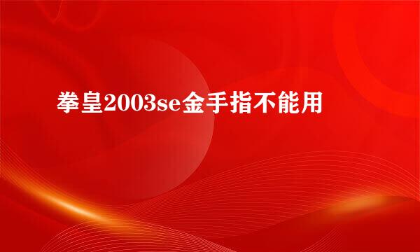 拳皇2003se金手指不能用