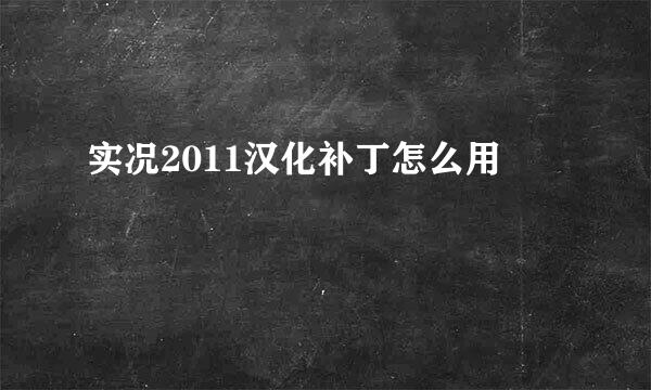 实况2011汉化补丁怎么用