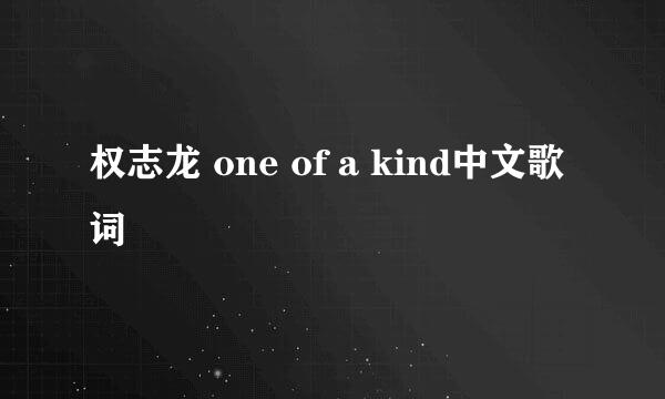 权志龙 one of a kind中文歌词