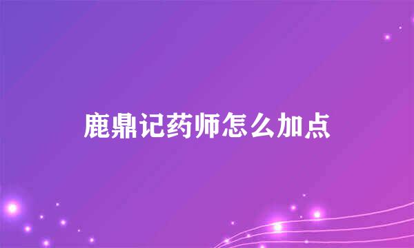 鹿鼎记药师怎么加点