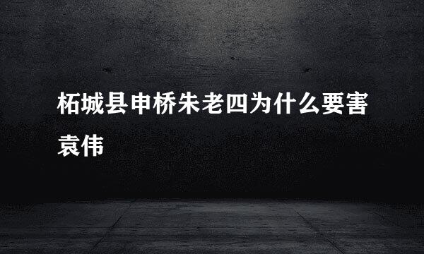 柘城县申桥朱老四为什么要害袁伟