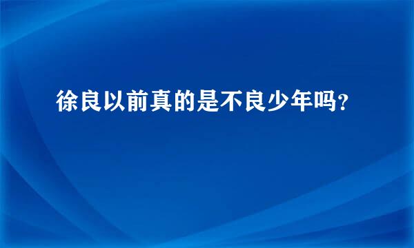 徐良以前真的是不良少年吗？