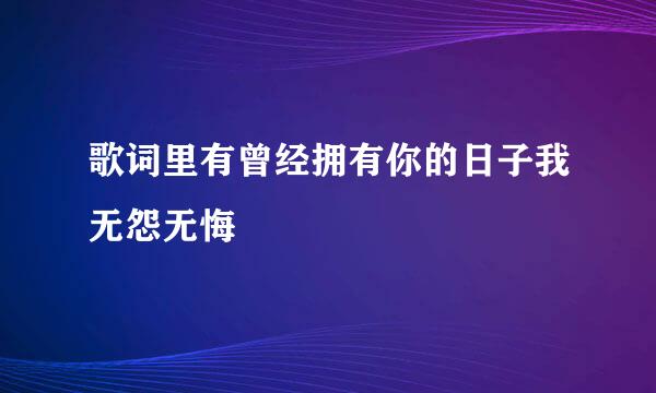 歌词里有曾经拥有你的日子我无怨无悔