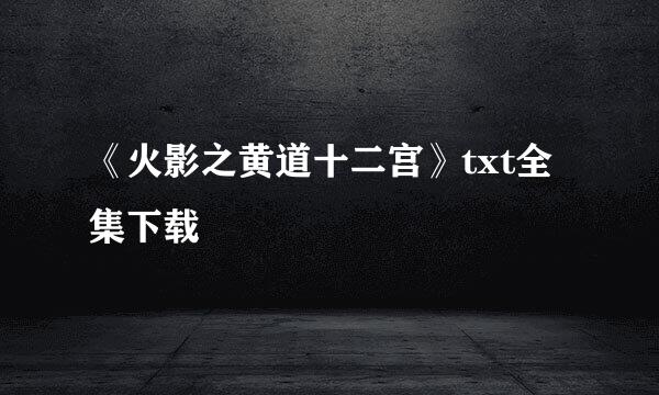 《火影之黄道十二宫》txt全集下载