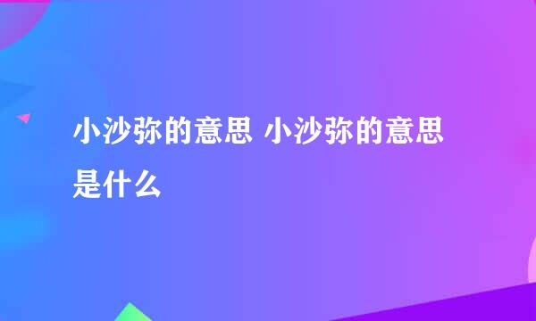 小沙弥的意思 小沙弥的意思是什么