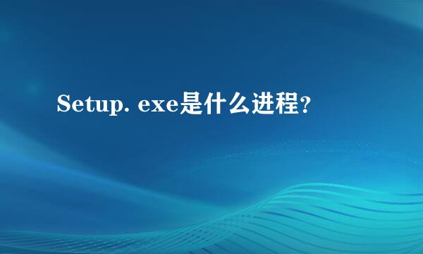 Setup. exe是什么进程？