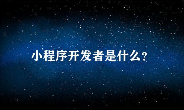 小程序开发者是什么？