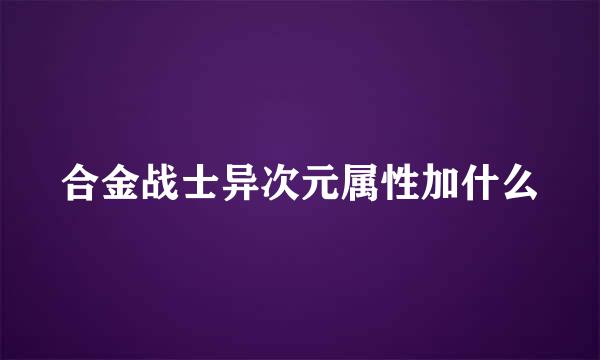 合金战士异次元属性加什么